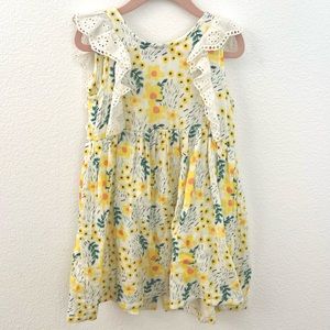 Jessica Simpson 4T Flutter Sleeve Dress Yellow Flower